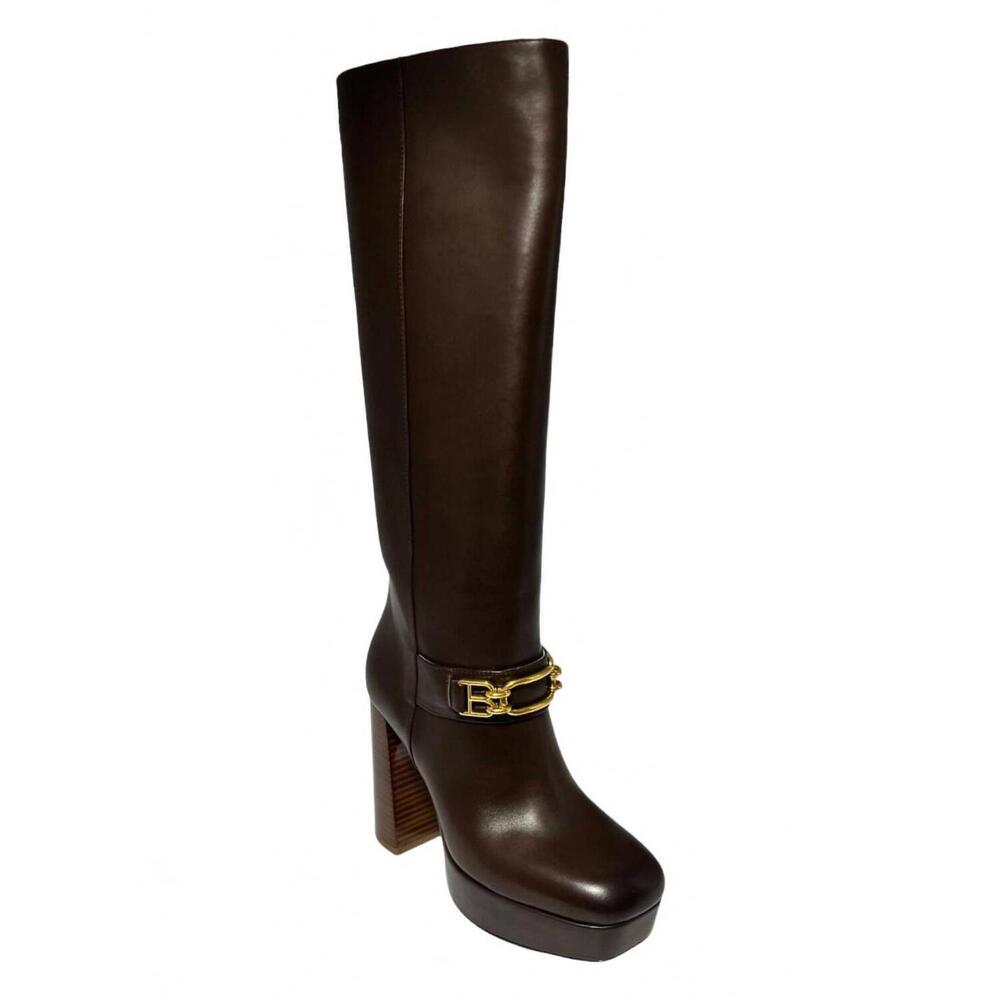 NEW BALLY women's deanne knee-high leather boots in ebano
